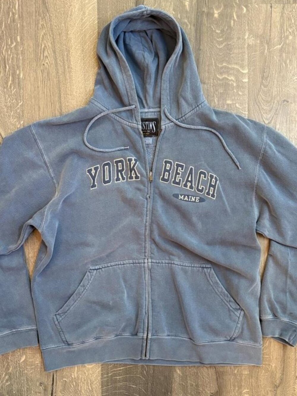 Vintage Y2K Light Blue York Beach Maine Zip-Up Jacket (XL)